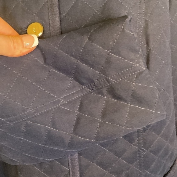 Jones New York Quilted equestrian Navy Jacket Elbow Pads Corduroy Collar Sz S - Picture 9 of 16